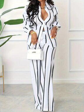 Striped Print Two-piece Set XL